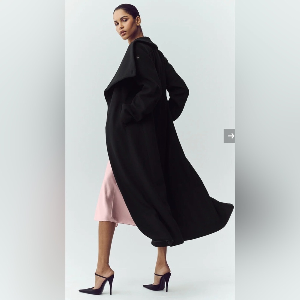 NWT Alo Yoga Wool Blend Night Fall Black Long Coat Size Small - Picture 2 of 10